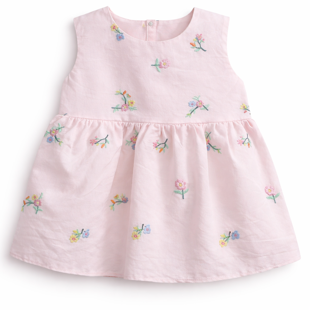 Pink Chikankari Girl's Frock