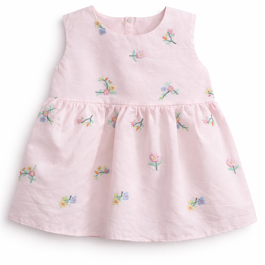 Pink Chikankari Girl's Frock