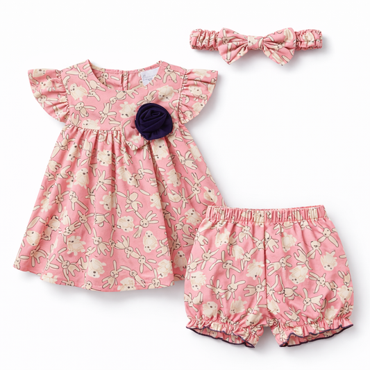 LA GIRLS 3PCS FROCK SET SNO.52